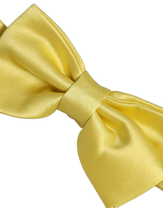 Men Yellow 100% Silk Adjustable Neck Papillon Bow Tie