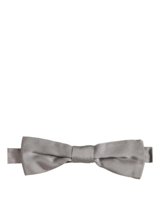 Men Gray 100% Silk Adjustable Neck Papillon Bow Tie