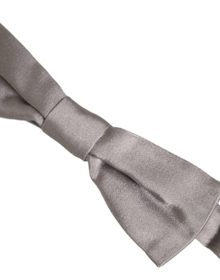 Men Gray 100% Silk Adjustable Neck Papillon Bow Tie