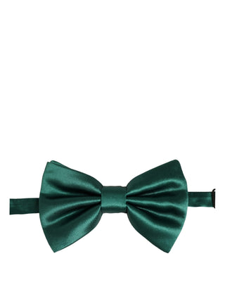 Men Green 100% Silk Adjustable Neck Papillon Bow Tie