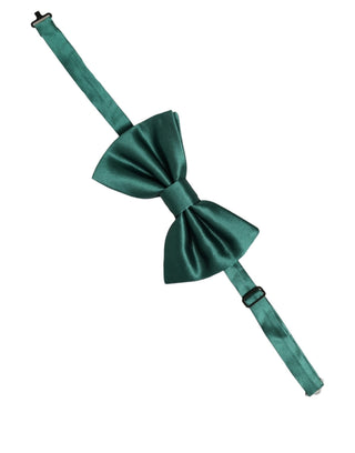 Men Green 100% Silk Adjustable Neck Papillon Bow Tie