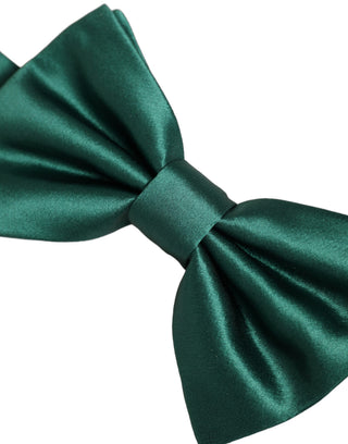 Men Green 100% Silk Adjustable Neck Papillon Bow Tie