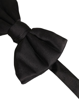 Men Black 100% Silk Adjustable Neck Papillon Bow Tie