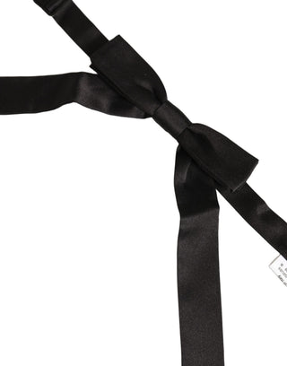 Men Black 100% SIlk Adjustable Neck Papillon Bow Tie