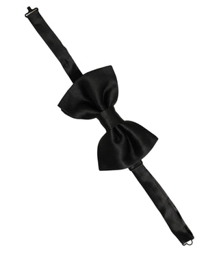 Men Black 100% Silk Adjustable Neck Papillon Bow Tie