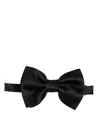 Men Black 100% Silk Adjustable Neck Papillon Bow Tie