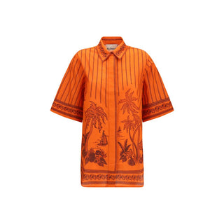 Orange Cotton Pattern Shirt