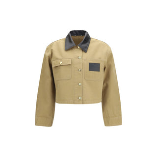 Beige Cotton Full-Length Jacket