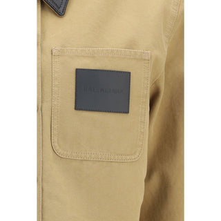 Beige Cotton Full-Length Jacket