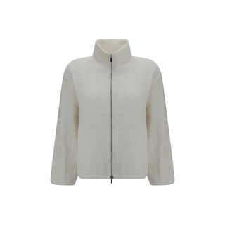 White Polyester Full-Length Jacket