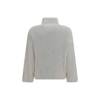 White Polyester Full-Length Jacket