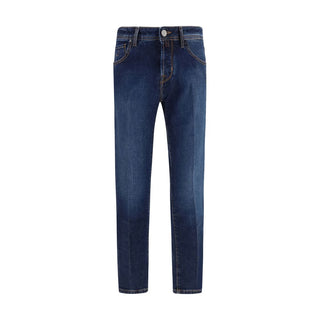 Blue Elastane Tapered Jeans
