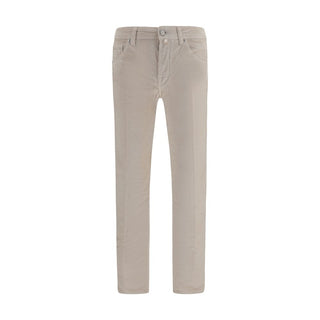 Beige Cotton Casual Pants