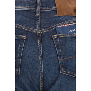Blue Cotton Straight-Leg Jeans