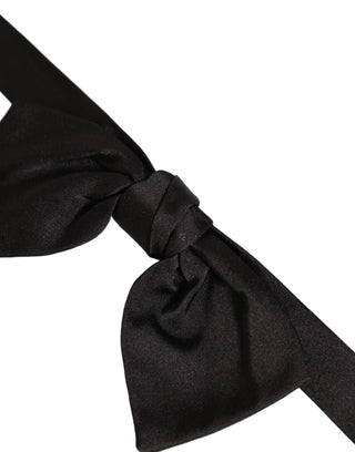 Men Black 100% SIlk Adjustable Neck Papillon Bow Tie