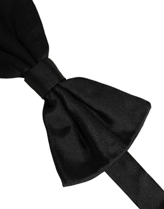 Men Black 100% Silk Adjustable Neck Papillon Bow Tie