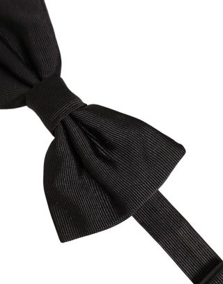 Men Black 100% Silk Adjustable Neck Papillon Bow Tie