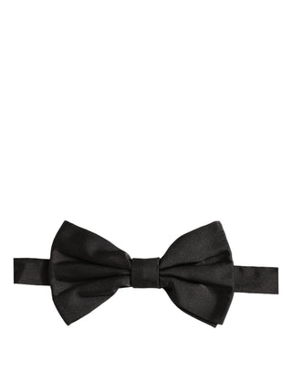 Men Black 100% Silk Adjustable Neck Papillon Bow Tie