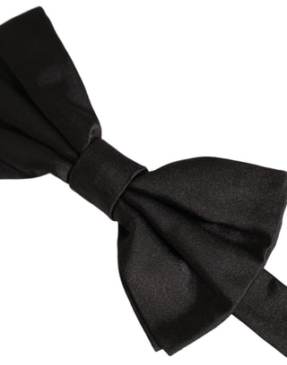 Men Black 100% Silk Adjustable Neck Papillon Bow Tie