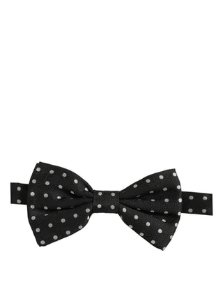 Black White Polka Dot Adjustable Neck Papillon Bow Tie