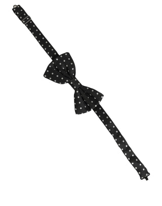 Black White Polka Dot Adjustable Neck Papillon Bow Tie