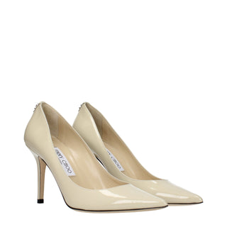 Beige Leather High Heel Pumps