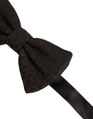 Men Brown 100% Silk Adjustable Neck Papillon Bow Tie
