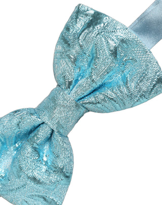 Light Blue Floral Brocade Adjustable Neck Papillon Bow Tie