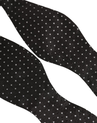 Dark Gray White Polka Dot Adjustable Neck Papillon Bow Tie