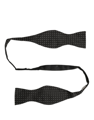 Dark Gray White Polka Dot Adjustable Neck Papillon Bow Tie