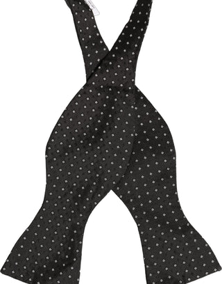 Dark Gray White Polka Dot Adjustable Neck Papillon Bow Tie