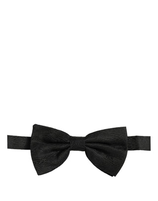 Men Dark Gray Silk Brocade Adjustable Neck Papillon Bow Tie