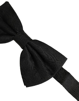 Men Dark Gray Silk Brocade Adjustable Neck Papillon Bow Tie