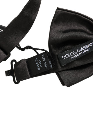 Men Black 100% Silk Adjustable Neck Papillon Bow Tie