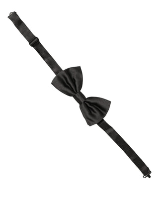 Men Black 100% Silk Adjustable Neck Papillon Bow Tie