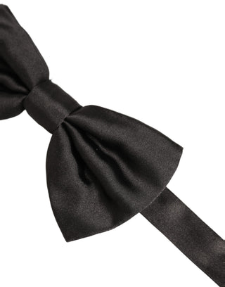 Men Black 100% Silk Adjustable Neck Papillon Bow Tie