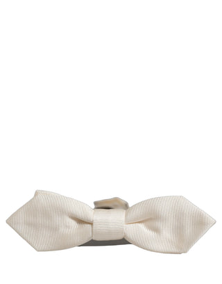 Men White 100% Silk Adjustable Neck Papillon Bow Tie