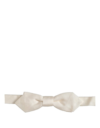 Men White 100% Silk Adjustable Neck Papillon Bow Tie