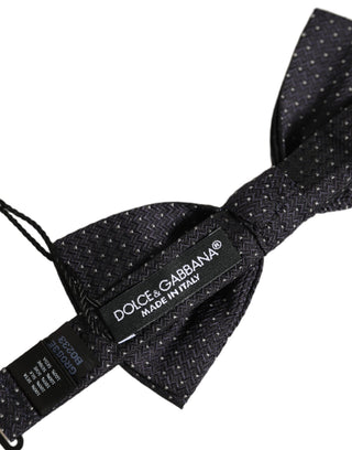 Dark Blue White Polka Dot Adjustable Neck Papillon Bow Tie