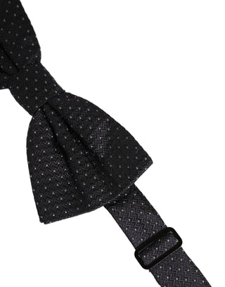 Dark Blue White Polka Dot Adjustable Neck Papillon Bow Tie