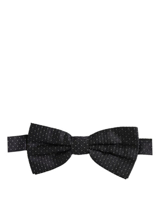 Dark Blue White Polka Dot Adjustable Neck Papillon Bow Tie
