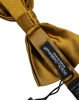Men Mustard 100% Silk Adjustable Neck Papillon Bow Tie