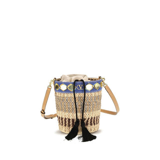 Beige Raffia Backet Bag