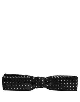 Black White Polka Dot Adjustable Neck Papillon Bow Tie