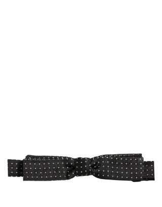 Black White Polka Dot Adjustable Neck Papillon Bow Tie