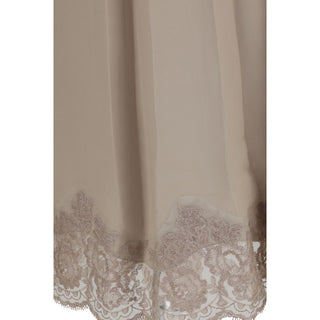 Beige Acetate Midi Skirt