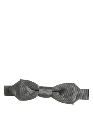 Men Gray 100% Silk Adjustable Neck Papillon Bow Tie
