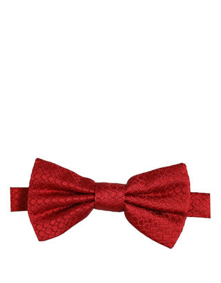 Men Red 100% Silk Adjustable Neck Papillon Bow Tie
