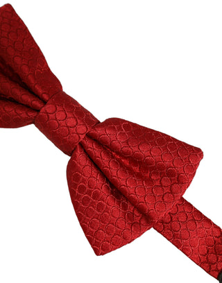 Men Red 100% Silk Adjustable Neck Papillon Bow Tie