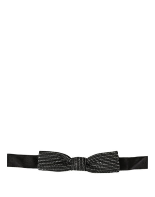Men Dark Blue Silver Ribbed Adjustable Neck Papillon  Bow Tie